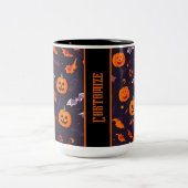 かわいいカボチャとこうもり ツートーンマグカップ (中央)