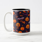 かわいいカボチャとこうもり ツートーンマグカップ (左)