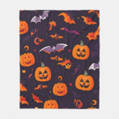 かわいいカボチャとこうもり フリースブランケット (正面)