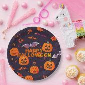 かわいいカボチャとこうもり ペーパープレート (パーティー)