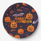かわいいカボチャとこうもり ペーパープレート (正面)