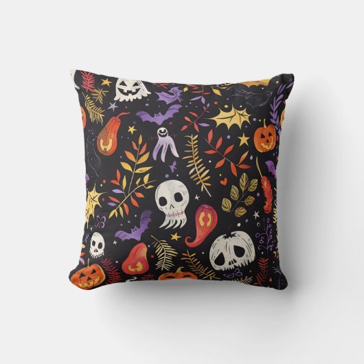 かわいいカボチャとスカル柄 クッション (正面)