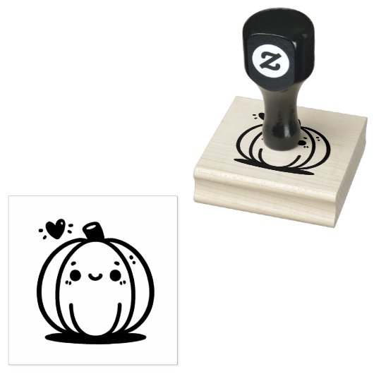 かわいいカボチャとハート ラバースタンプ (押印)