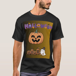 かわいいカボチャと友好的なお化けのハロウィン Tシャツ
