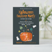 かわいいカボチャと幽霊ハロウィーンの衣装パーティー 招待状 (スタンド正面)