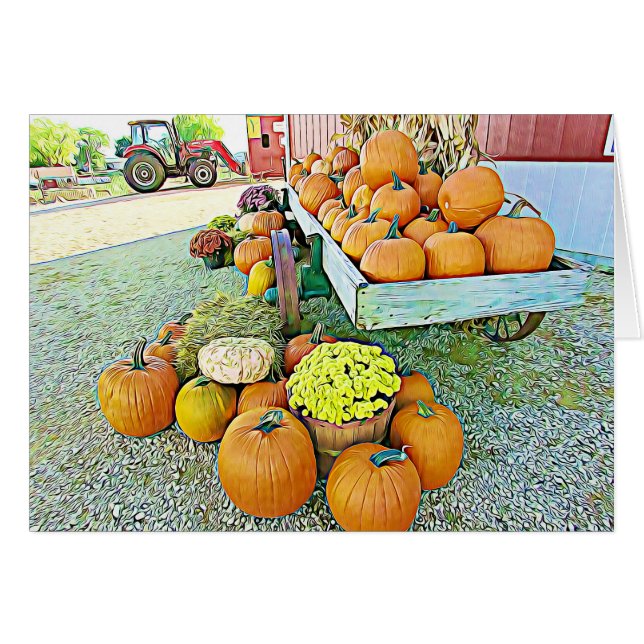 かわいいカボチャと花のハロウィン秋のカード (正面横)