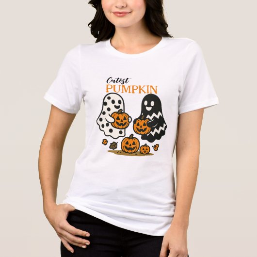 かわいいカボチャのおばけ トライブレンドＴシャツ (正面)