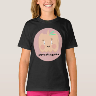 かわいいカボチャのほっぺた文字 ハッピー・ハロウィン Tシャツ