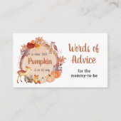 かわいいカボチャのウッドランドワードアドバイスの赤ちゃんシャワー エンクロージャーカード (正面)