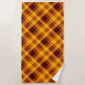 かわいいカボチャのオレンジ色の格子柄のビーチタオル ビーチタオル (正面)