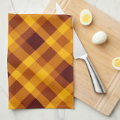 かわいいカボチャのオレンジ色の格子柄キッチンタオル キッチンタオル (四つ折り)