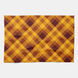 かわいいカボチャのオレンジ色の格子柄キッチンタオル キッチンタオル