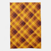 かわいいカボチャのオレンジ色の格子柄キッチンタオル キッチンタオル (縦)