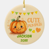 かわいいカボチャのカスタマイズ可能なオーナメント セラミックオーナメント (裏面)