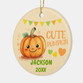 かわいいカボチャのカスタマイズ可能な写真オーナメント セラミックオーナメント (左)