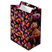 かわいいカボチャのカップケーキパターンキッズのハロウィーン ミディアムペーパーバッグ (正面アングル)