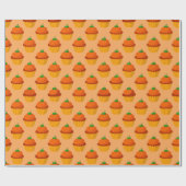 かわいいカボチャのカップケーキ秋プレゼント ラッピングペーパー (フラット)
