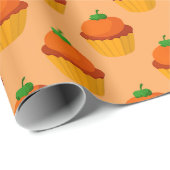 かわいいカボチャのカップケーキ秋プレゼント ラッピングペーパー (ロールコーナー)