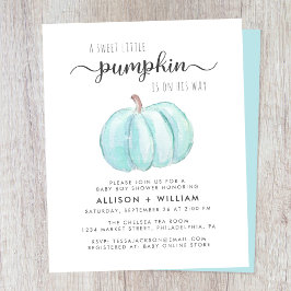 かわいいカボチャのカップル赤ちゃん男の子シャワーの招待状