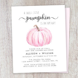 かわいいカボチャのカップル 赤ちゃん女の子のシャワー招待状
