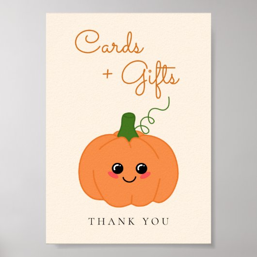 かわいいカボチャのカード&ギフトテーブルサイン ポスター (正面)