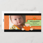 かわいいカボチャのキッズハロウィンフォトカード シーズンカード (正面/裏面)