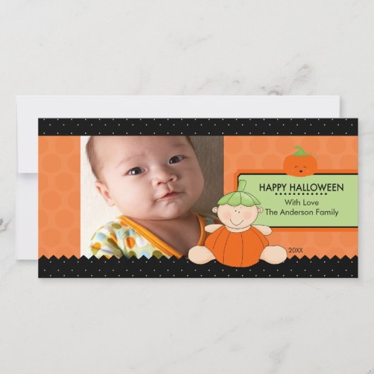 かわいいカボチャのキッズハロウィンフォトカード シーズンカード (正面)