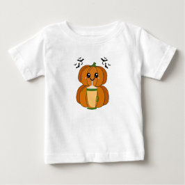 かわいいカボチャのコーヒー ハロウィンTシャツ ベビーTシャツ