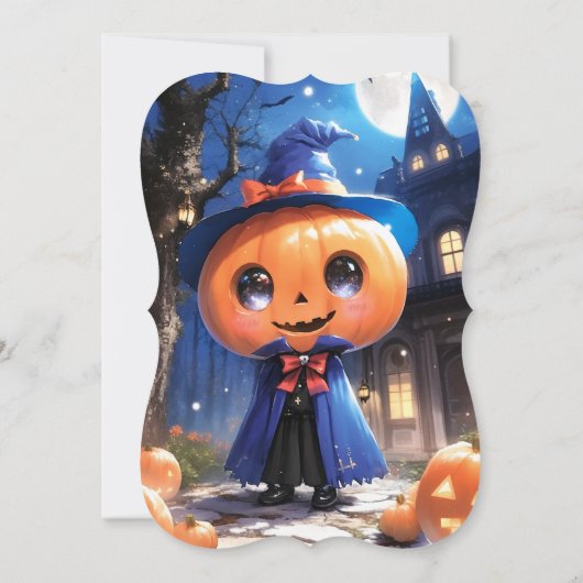 かわいいカボチャのジャックランタンハロウィーンベイビーシャワー 招待状 (裏面)