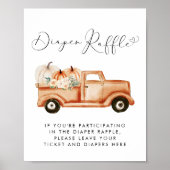 かわいいカボチャのトラックおむつラッフルベビーシャワー ポスター (正面)