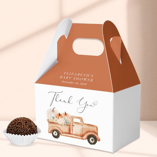 かわいいカボチャのトラック赤ちゃんシャワーありがとう フェイバーボックス