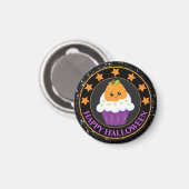 かわいいカボチャのハロウィンカップケーキ マグネット (正面/裏面)