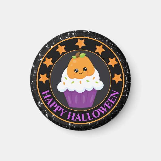 かわいいカボチャのハロウィンカップケーキ マグネット (正面)