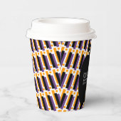 かわいいカボチャのハロウィンジオメトリックパープル 紙コップ (右)