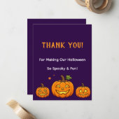 かわいいカボチャのハロウィンパーティーお礼カード ノートカード (正面/裏面インサイチュ)