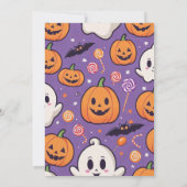 かわいいカボチャのハロウィンパーティー オレンジ パープル 招待状 (裏面)