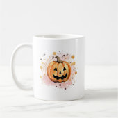 かわいいカボチャのハロウィーンの水色 コーヒーマグカップ (左)