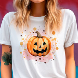 かわいいカボチャのハロウィーンの水色 Tシャツ