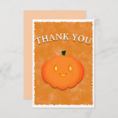かわいいカボチャのハロウィーン水の色ベビーシャワー サンキューカード (正面/裏面)