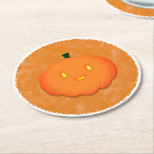 かわいいカボチャのハロウィーン水の色ベビーシャワー ラウンドペーパーコースター (アングル)