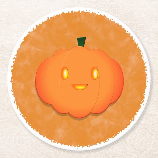 かわいいカボチャのハロウィーン水の色ベビーシャワー ラウンドペーパーコースター (正面)