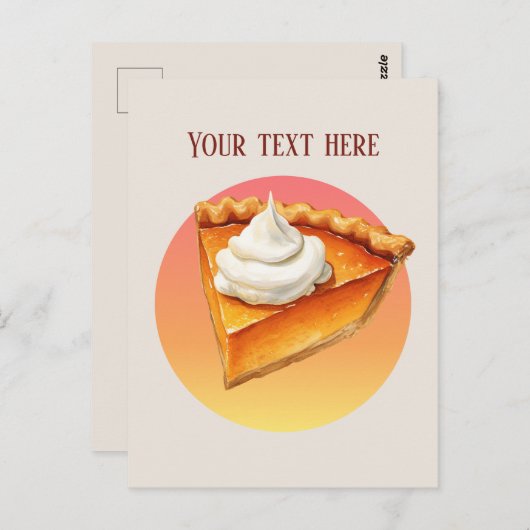 かわいいカボチャのパイのメッセージを追加 ポストカード (正面/裏面)
