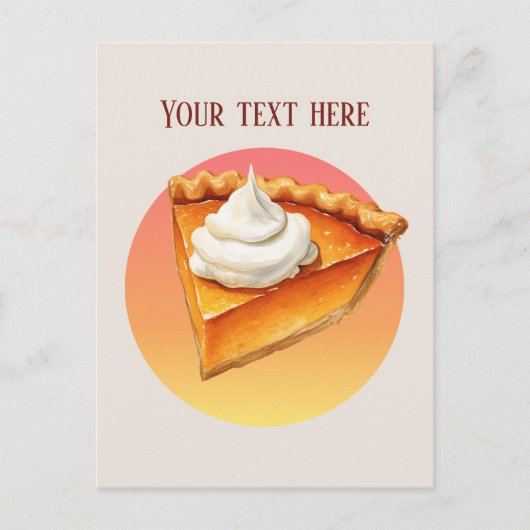 かわいいカボチャのパイのメッセージを追加 ポストカード (正面)