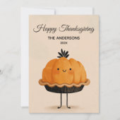 かわいいカボチャのパイ幸せな感謝祭ミニマリスト シーズンカード (正面)