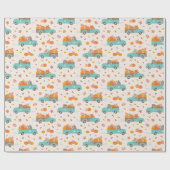 かわいいカボチャのパッチトラックと動物のクリーム ラッピングペーパー (フラット)