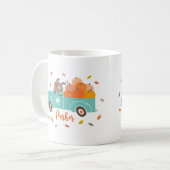 かわいいカボチャのパッチトラックと犬 コーヒーマグカップ (正面左)