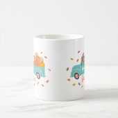 かわいいカボチャのパッチトラックと犬 コーヒーマグカップ (中央)