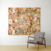 かわいいカボチャのパッチ訪問者ハロウィーンの背景 タペストリー (インサイチュ(横))