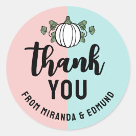 かわいいカボチャのピンクブルージェンダーありがとうござる ラウンドシール
