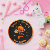 かわいいカボチャのヘッドトリックまたはトレーターハロウィン ペーパープレート (パーティー)
